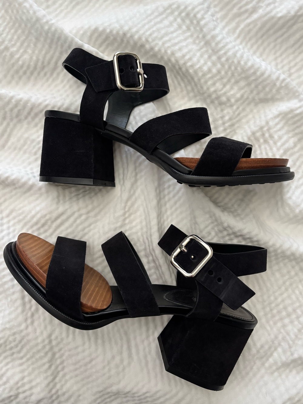 Tod’s Suede Strappy Block Heel Sandals